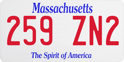 MA license plate 259ZN2
