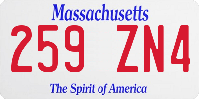 MA license plate 259ZN4
