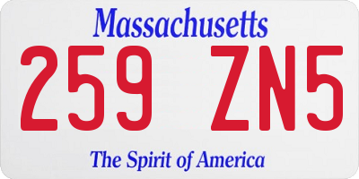 MA license plate 259ZN5