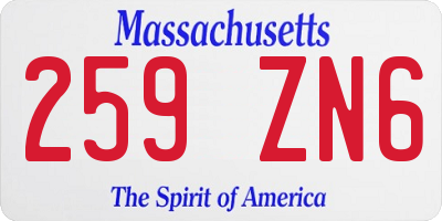 MA license plate 259ZN6