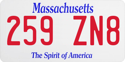MA license plate 259ZN8