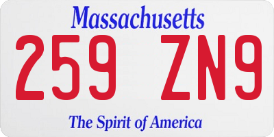 MA license plate 259ZN9