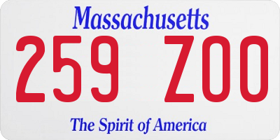 MA license plate 259ZO0