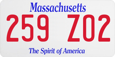 MA license plate 259ZO2