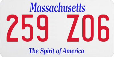 MA license plate 259ZO6