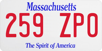 MA license plate 259ZP0