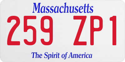 MA license plate 259ZP1