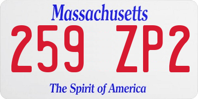 MA license plate 259ZP2
