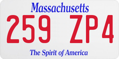 MA license plate 259ZP4