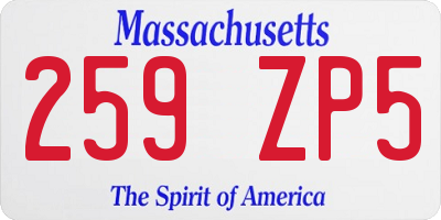 MA license plate 259ZP5