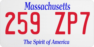 MA license plate 259ZP7