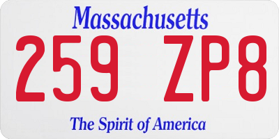 MA license plate 259ZP8