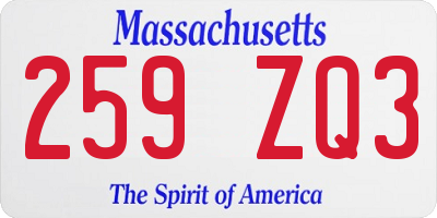 MA license plate 259ZQ3