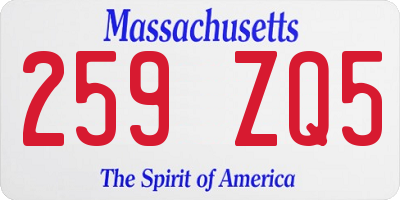 MA license plate 259ZQ5