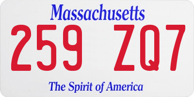 MA license plate 259ZQ7