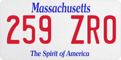 MA license plate 259ZR0