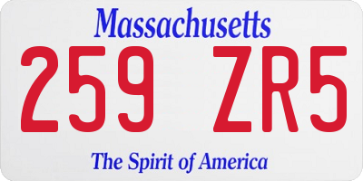 MA license plate 259ZR5