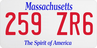 MA license plate 259ZR6