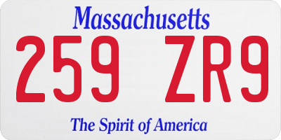 MA license plate 259ZR9