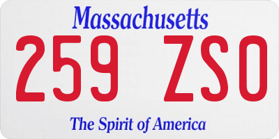 MA license plate 259ZS0