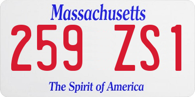MA license plate 259ZS1
