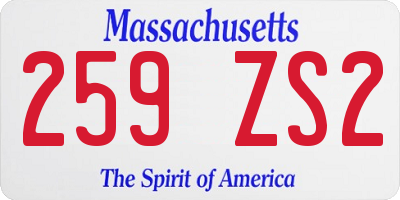 MA license plate 259ZS2