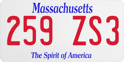 MA license plate 259ZS3