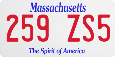 MA license plate 259ZS5