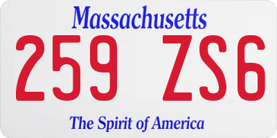 MA license plate 259ZS6