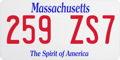 MA license plate 259ZS7