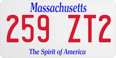 MA license plate 259ZT2