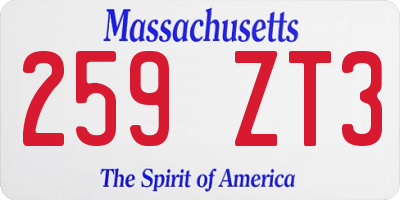 MA license plate 259ZT3