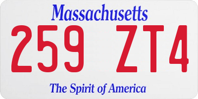 MA license plate 259ZT4