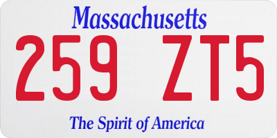 MA license plate 259ZT5