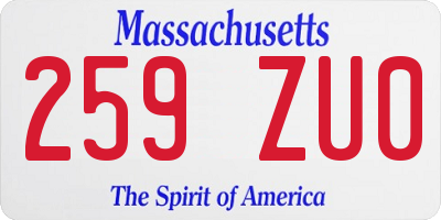 MA license plate 259ZU0