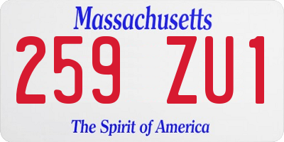 MA license plate 259ZU1