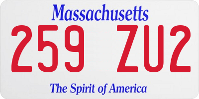 MA license plate 259ZU2