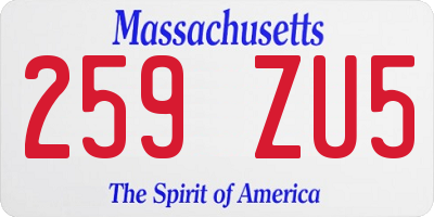 MA license plate 259ZU5