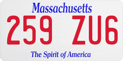 MA license plate 259ZU6