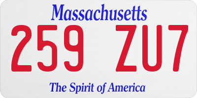 MA license plate 259ZU7