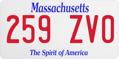 MA license plate 259ZV0