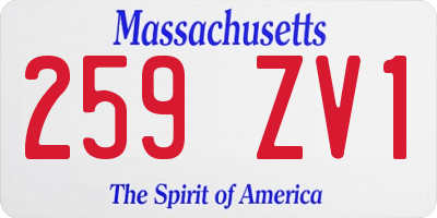 MA license plate 259ZV1