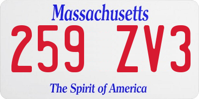 MA license plate 259ZV3
