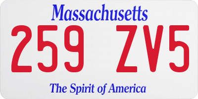 MA license plate 259ZV5