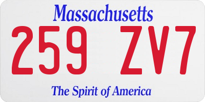 MA license plate 259ZV7