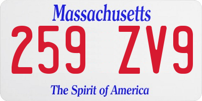 MA license plate 259ZV9