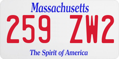 MA license plate 259ZW2