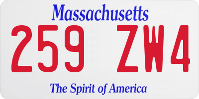 MA license plate 259ZW4