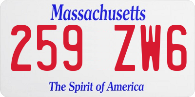 MA license plate 259ZW6