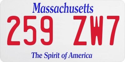 MA license plate 259ZW7